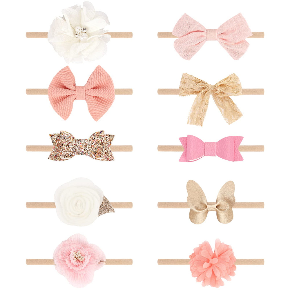 AQOKKA baby headband in soft nylon offers gentle comfort for delicate newborn skin.