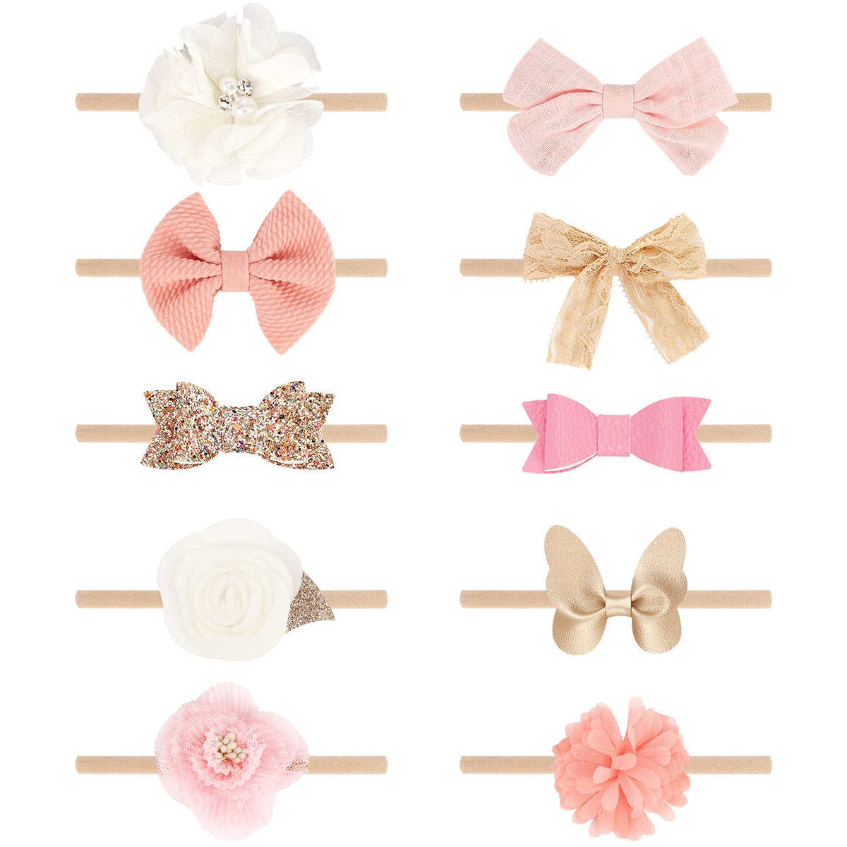 AQOKKA baby headband in soft nylon offers gentle comfort for delicate newborn skin.