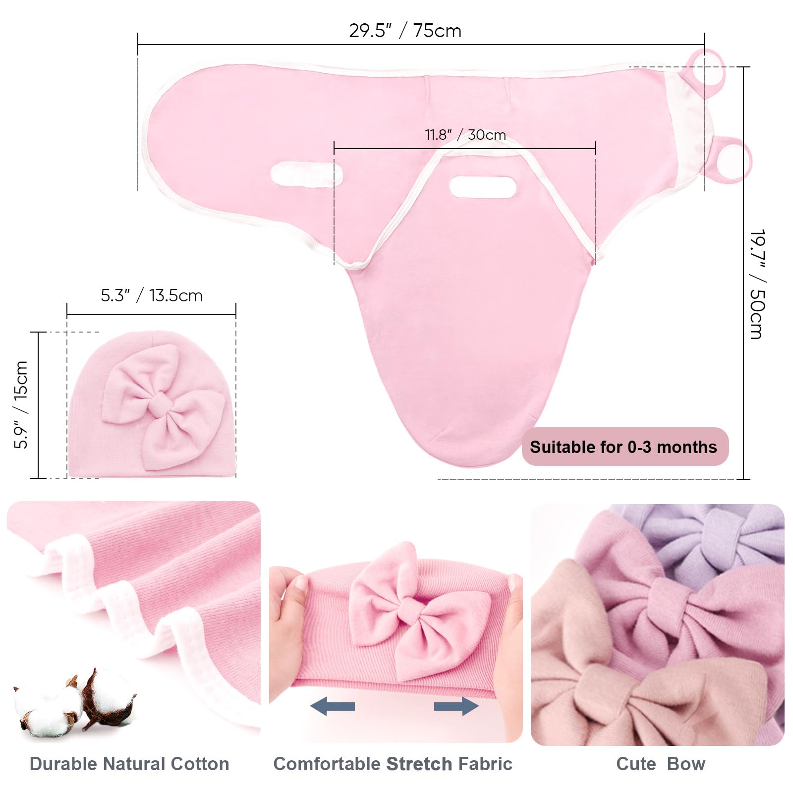 AQOKKA baby swaddle adjustable wings help tailor tightness for peaceful naps