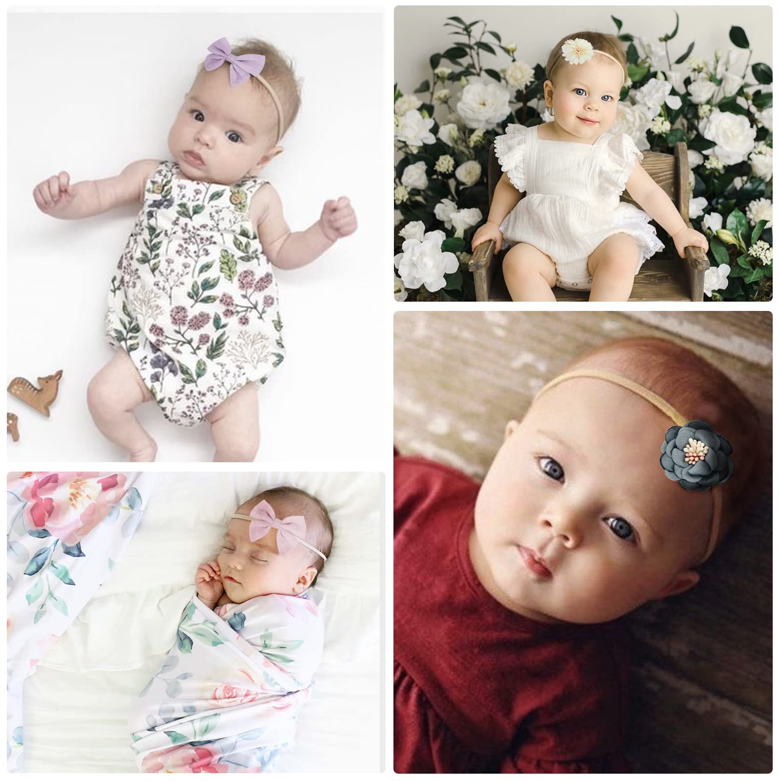 AQOKKA mini rose flower crown headband adds a cute, photogenic touch to newborn looks.