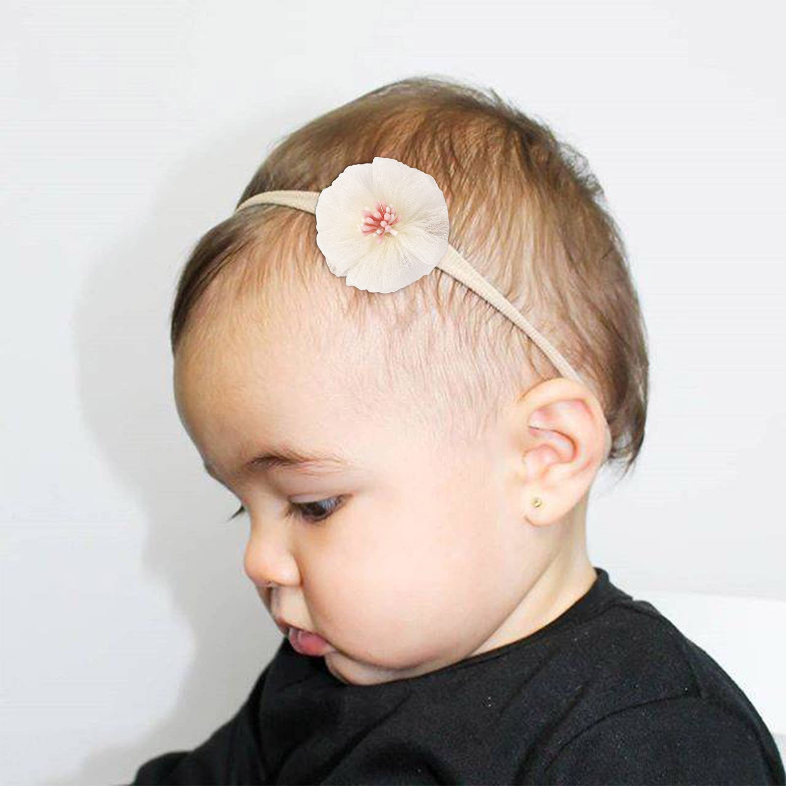 AQOKKA mini-rose headband accents newborn portraits with delicate detail.