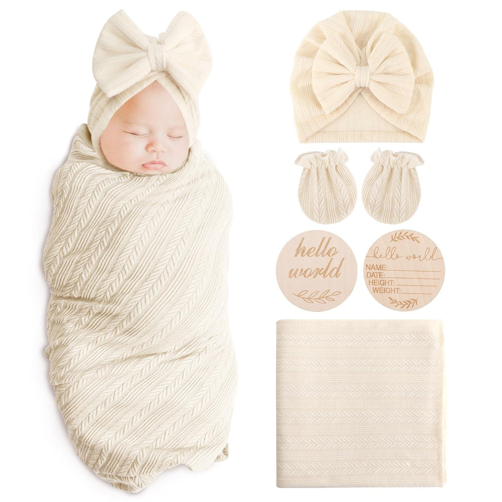 AQOKKA newborn blanket with wheat ear design, soft and breathable for cozy swaddling.
