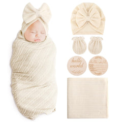 AQOKKA newborn blanket with wheat ear design, soft and breathable for cozy swaddling.