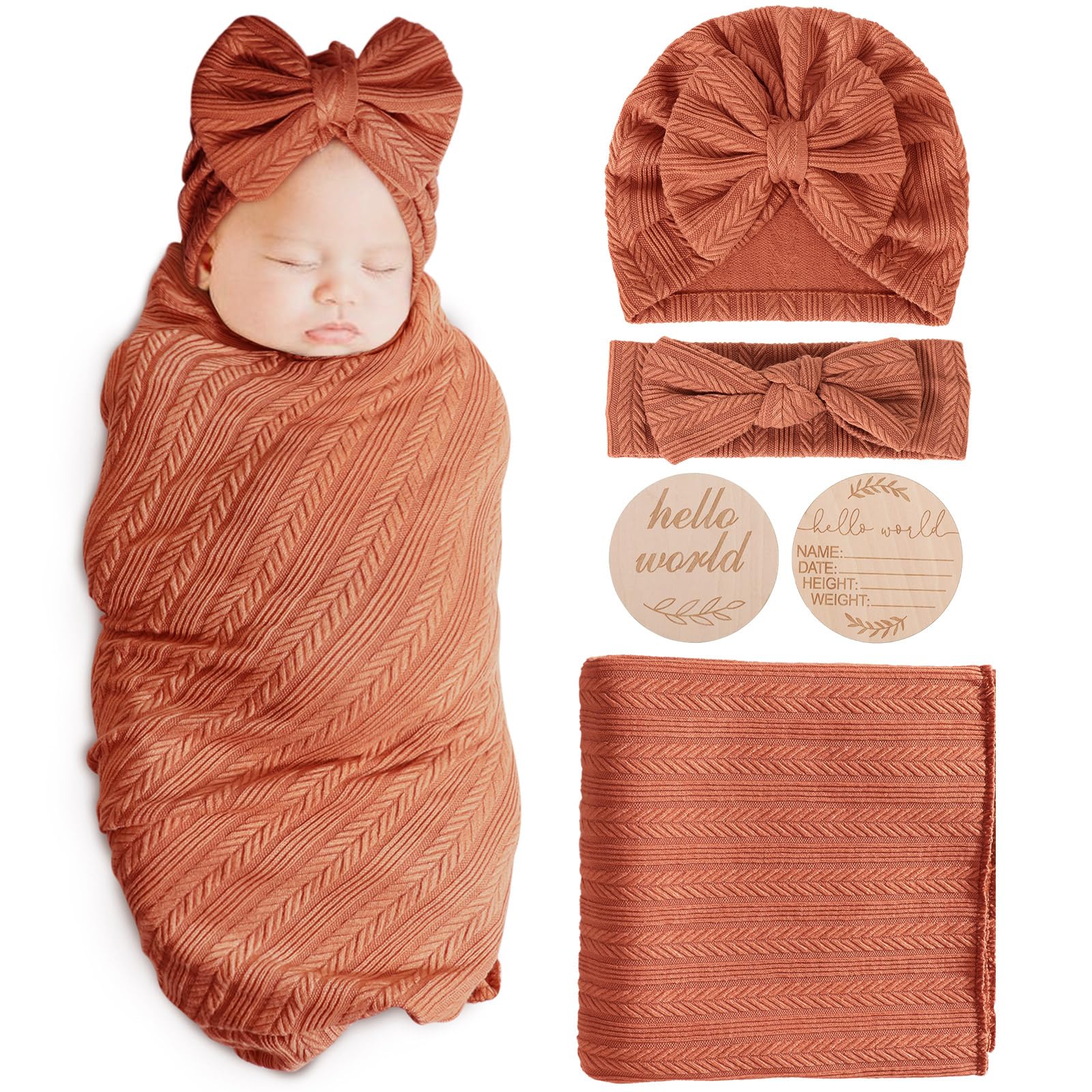 AQOKKA newborn blanket with wheat ears for cozy, breathable swaddling