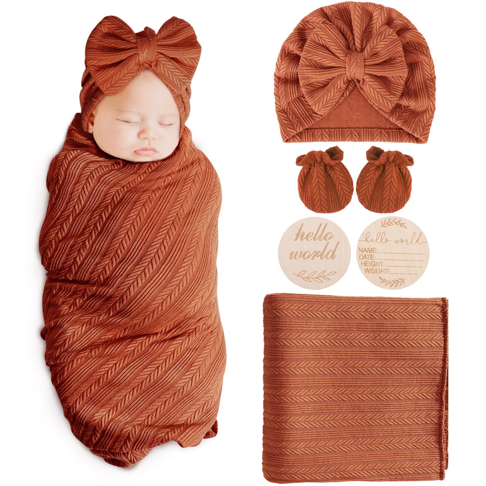 AQOKKA newborn blanket with wheat-ear design for stylish, cozy swaddling.