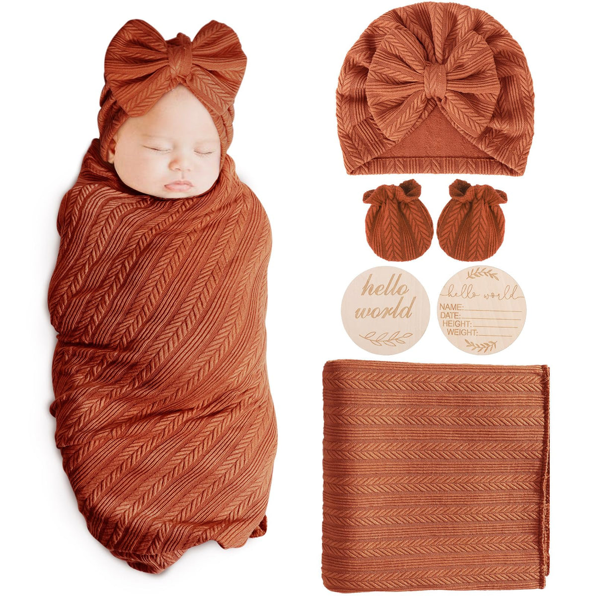 AQOKKA newborn blanket with wheat-ear design for stylish, cozy swaddling.