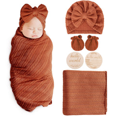 AQOKKA newborn blanket with wheat-ear design for stylish, cozy swaddling.
