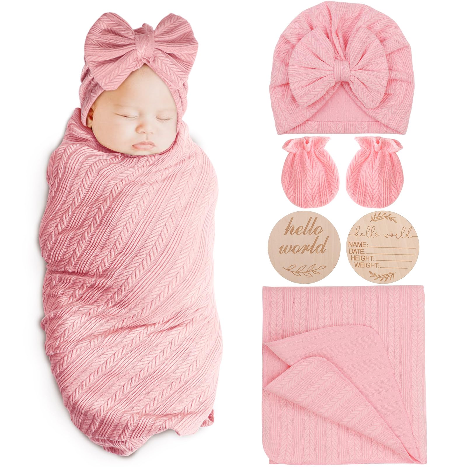 AQOKKA newborn receiving blanket with wheat-pattern design for gentle swaddling and comfort.