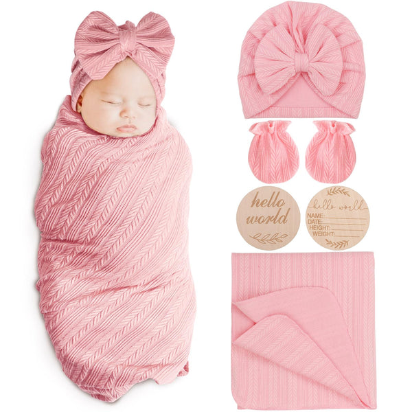 AQOKKA newborn receiving blanket with wheat-pattern design for gentle swaddling and comfort.