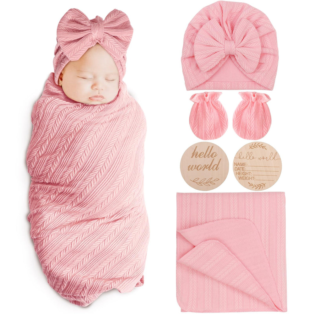 AQOKKA newborn receiving blanket with wheat-pattern design for gentle swaddling and comfort.