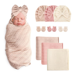 AQOKKA newborn swaddle in wheat pattern, soft and breathable for comfortable wrapping.