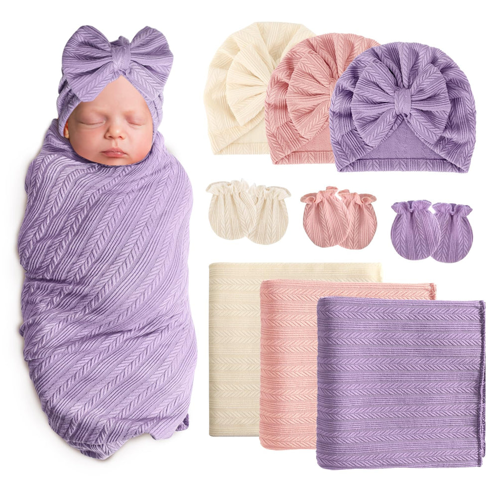 AQOKKA newborn swaddle in wheat pattern, cozy fabric for daytime naps.