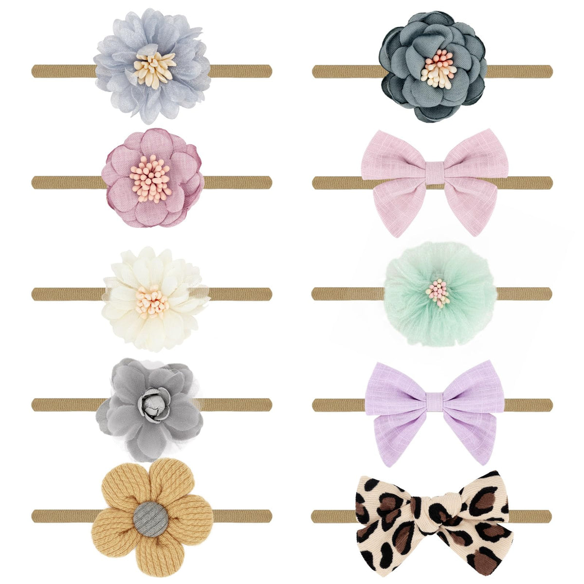 AQOKKA soft nylon headband provides gentle comfort for delicate newborn skin.