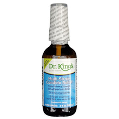 Aquaflora Dr King's Candida Relief bottle front, compact 2 oz for on-the-go use.