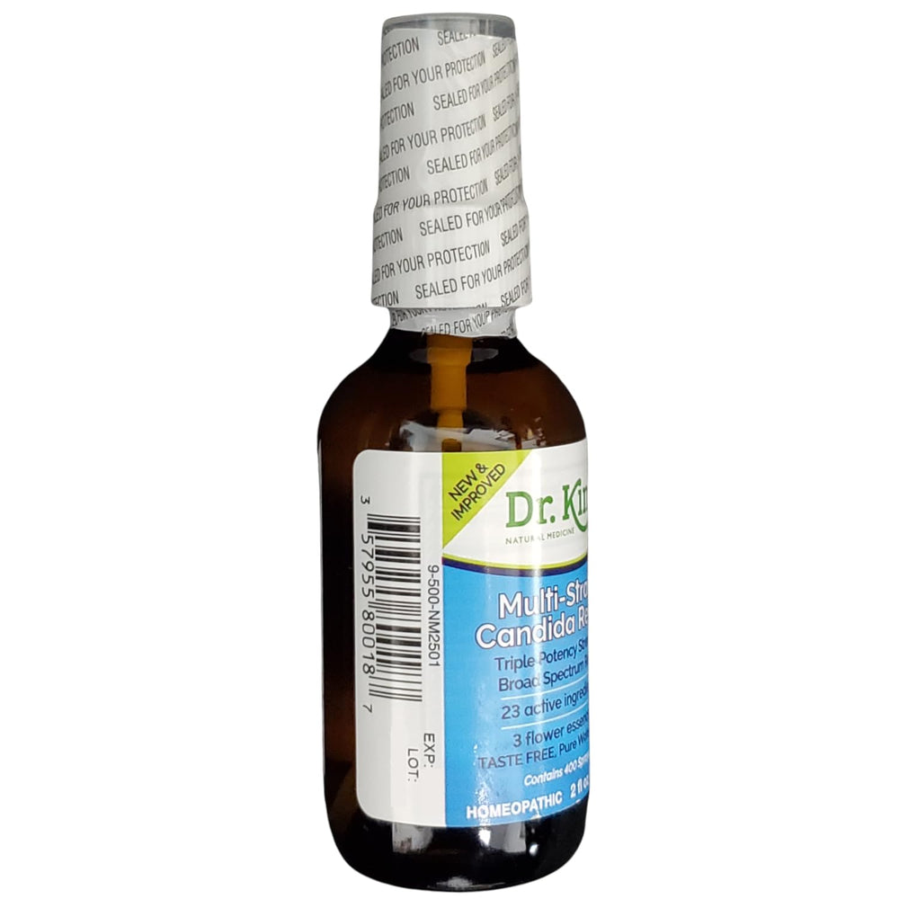 Aquaflora Dr King's Candida Relief ingredients label highlights multi-strain formula.