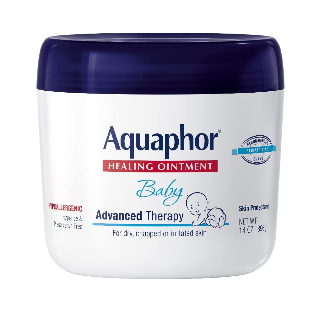 Aquaphor Baby Healing Ointment jar front view for all-in-one skin care