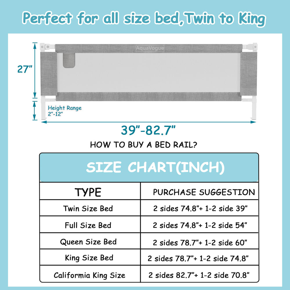 AquaVogue 3-pack bed rail guard for toddlers on king-size beds