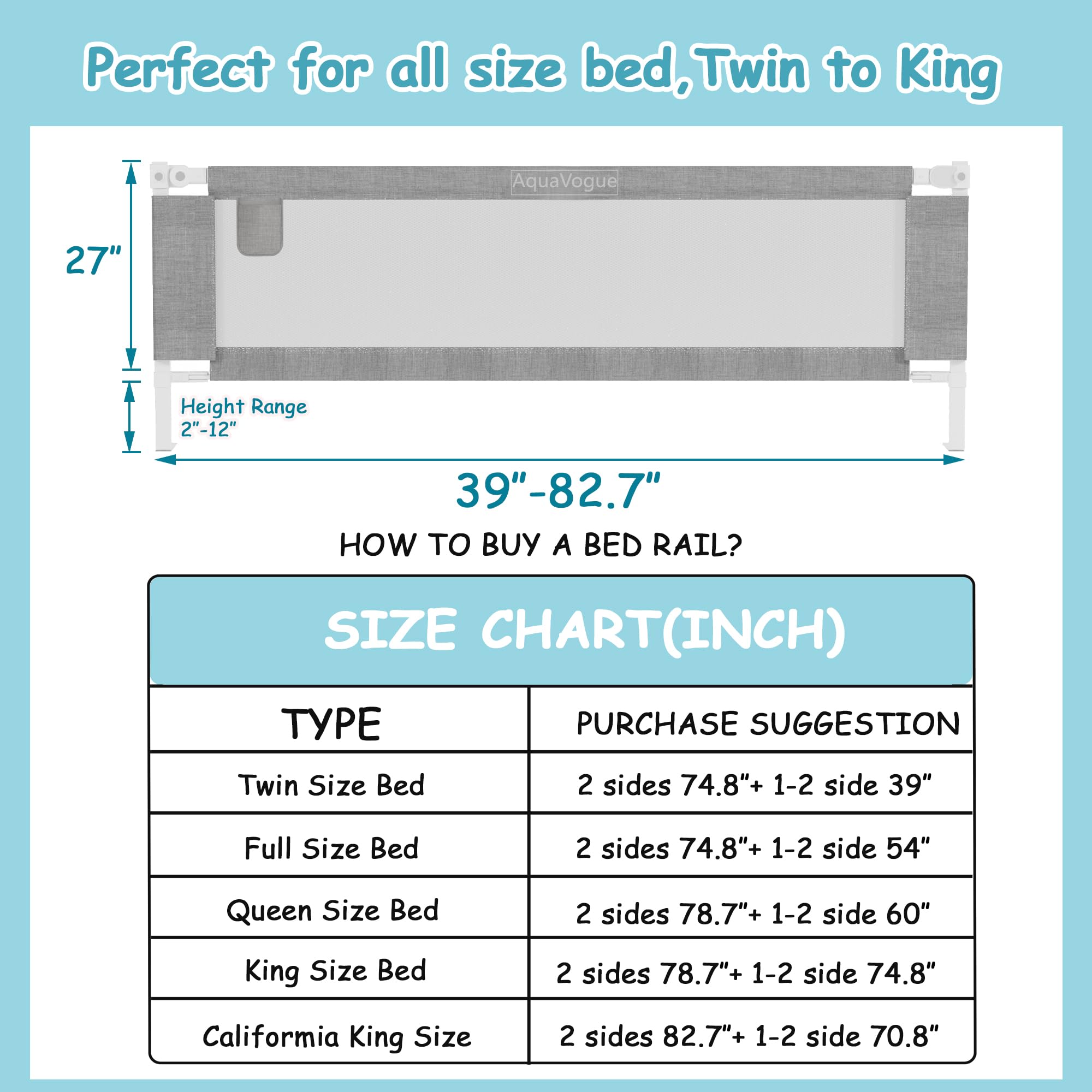 AquaVogue bed rail guard offering edge protection for active toddlers