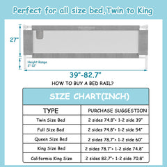 AquaVogue twin bed rail 27in tall showing extra height for sleep security.
