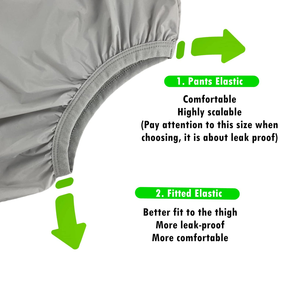 AQX leakproof underwear XL grey flat lay highlighting breathable, waterproof fabric.