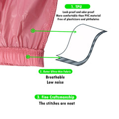 AQX low-noise plastic pants design reduces crinkle sounds during activities.