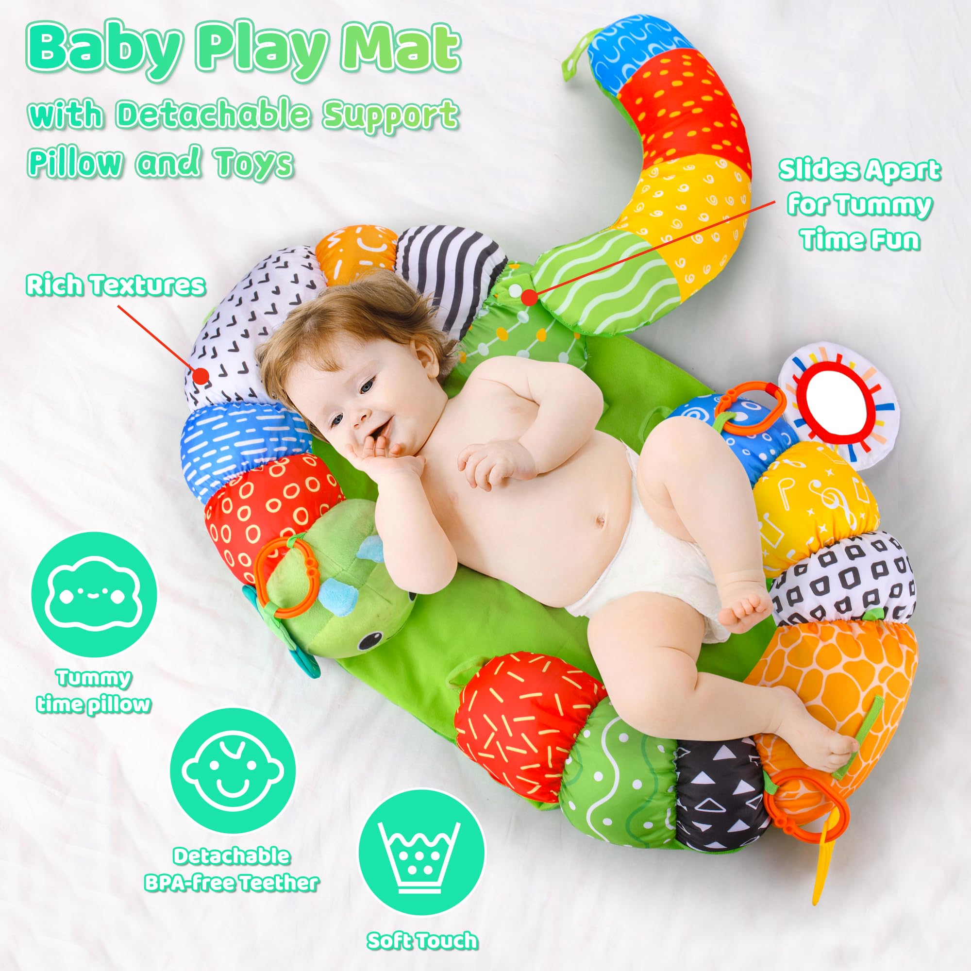 ARANEE built-in mirror encourages self-awareness during tummy play.