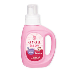 Arau Baby Laundry Soap bottle pour shows easy dosing for baby clothes.