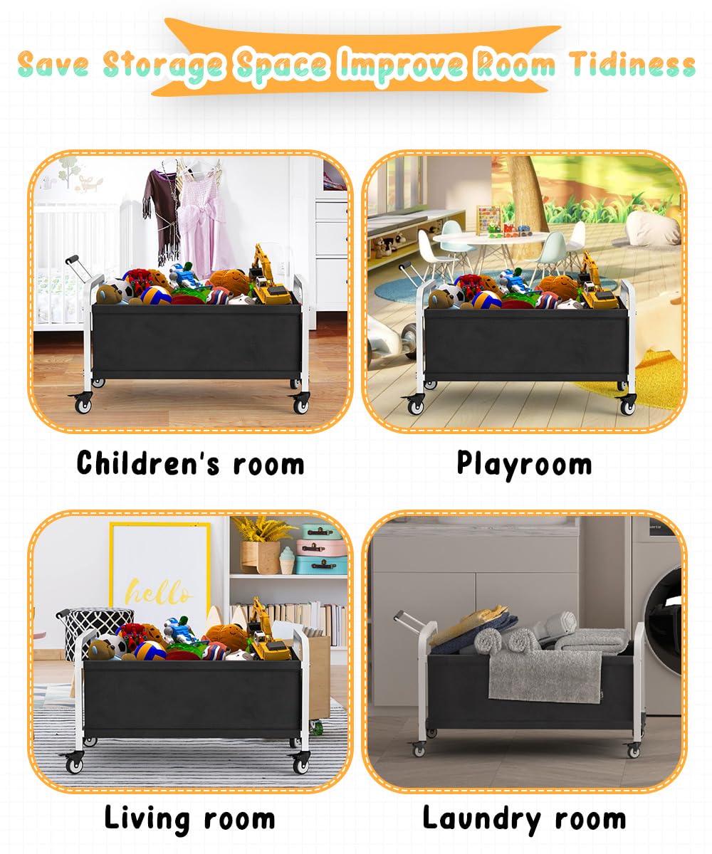 Ardier 80L toy box movable wheels in action for versatile living spaces