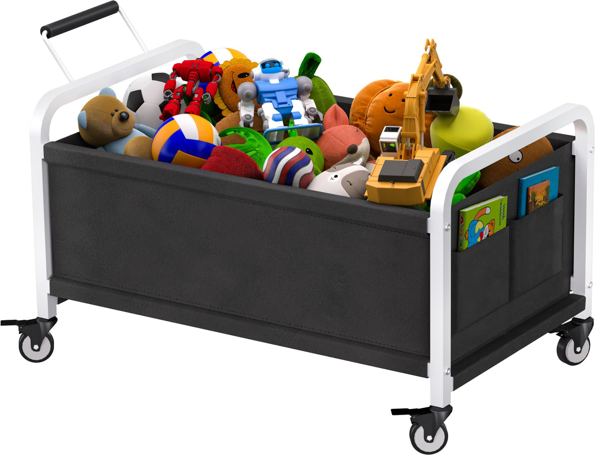 Ardier 80L toy box with wheels - front view showing mobility and space
