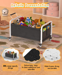 Ardier 80L toy box with wheels - side view for easy maneuverability