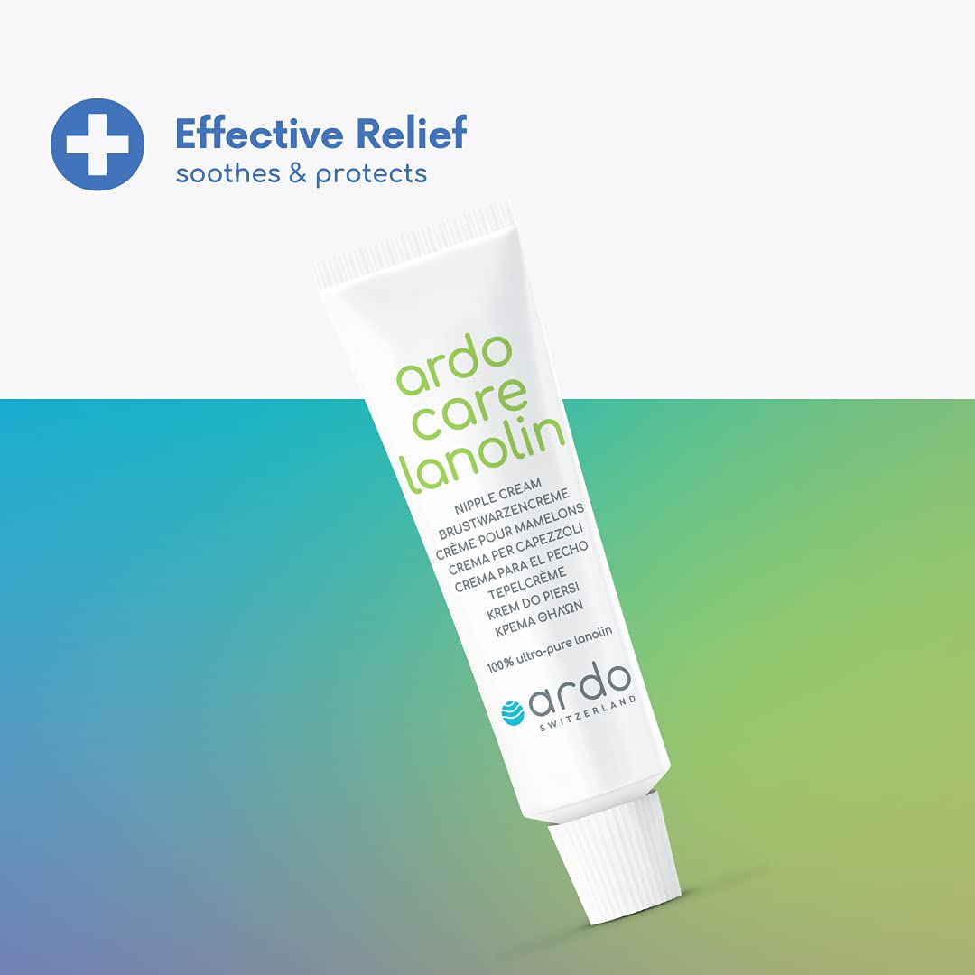 ARDO Care Lanolin Nipple Cream baby-safe close-up indicates no removal before feeding.