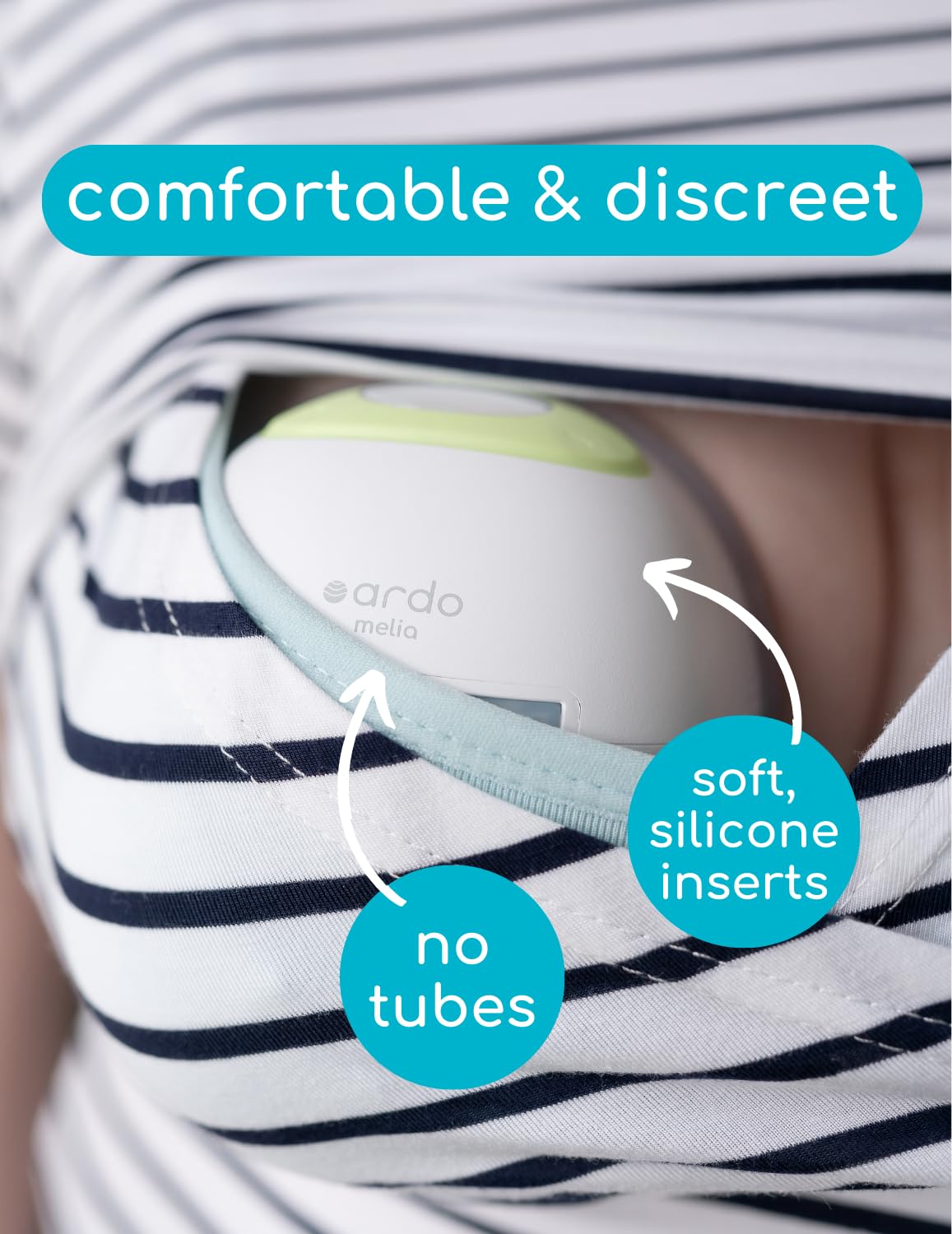 ARDO Melia includes 24mm and 19mm silicone inserts for a comfortable fit