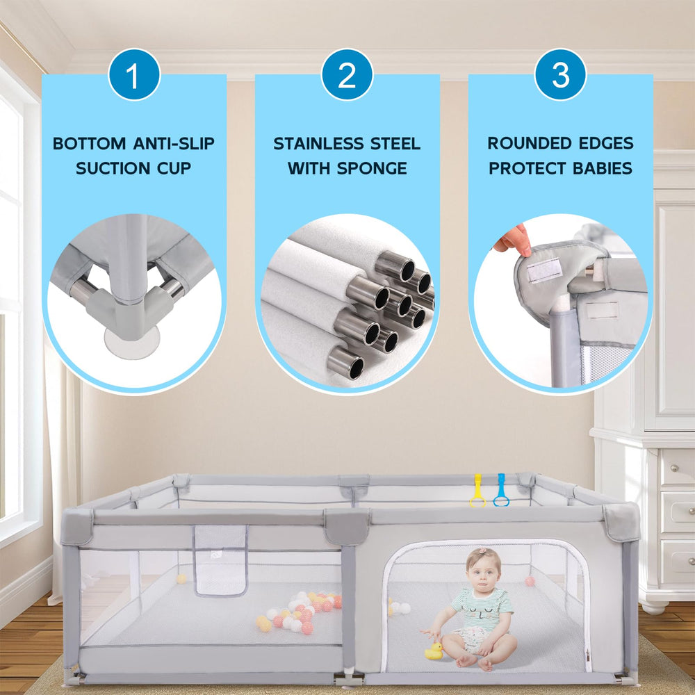 Arejonner baby playpen assembly with storage bag for portability