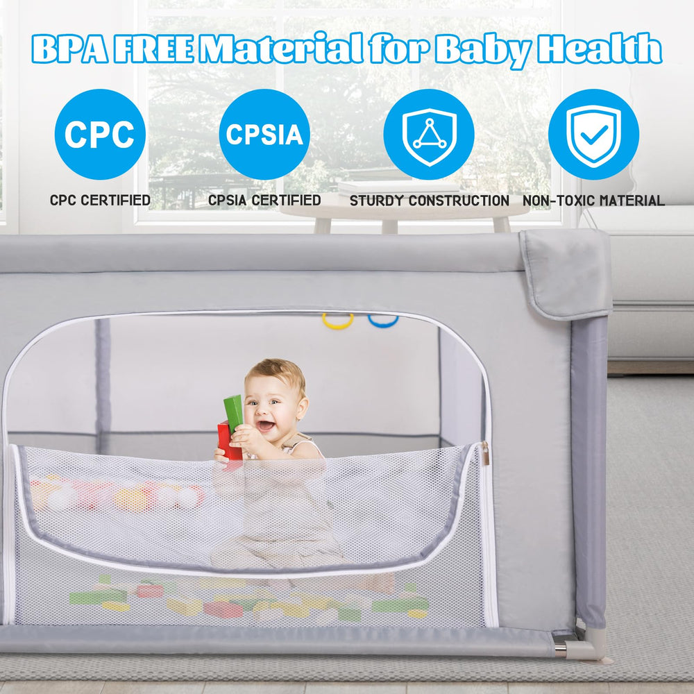 Arejonner baby playpen zippered gate for secure entry and exit