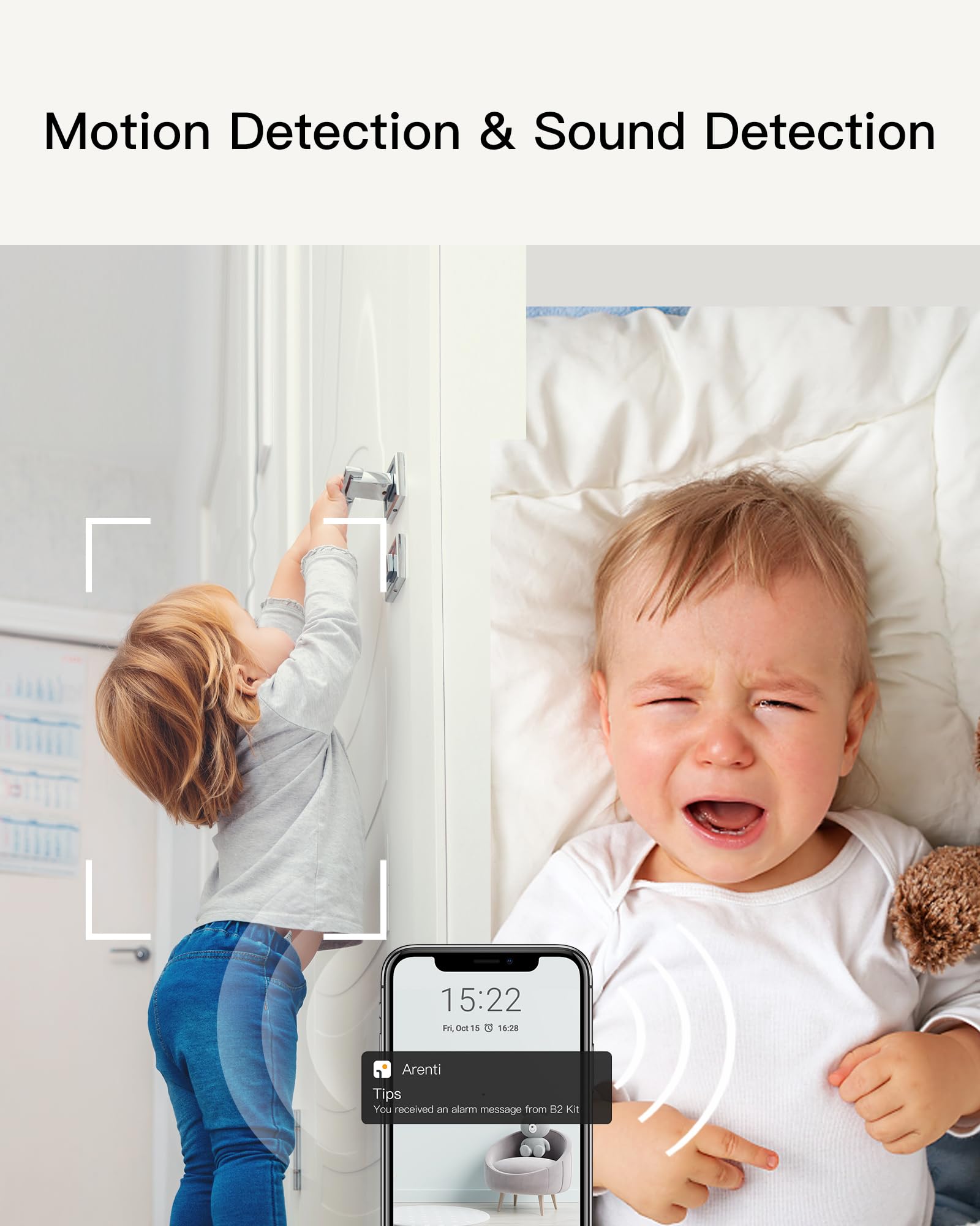 ARENTI B2 two-way audio supports real-time communication and soothing moments.