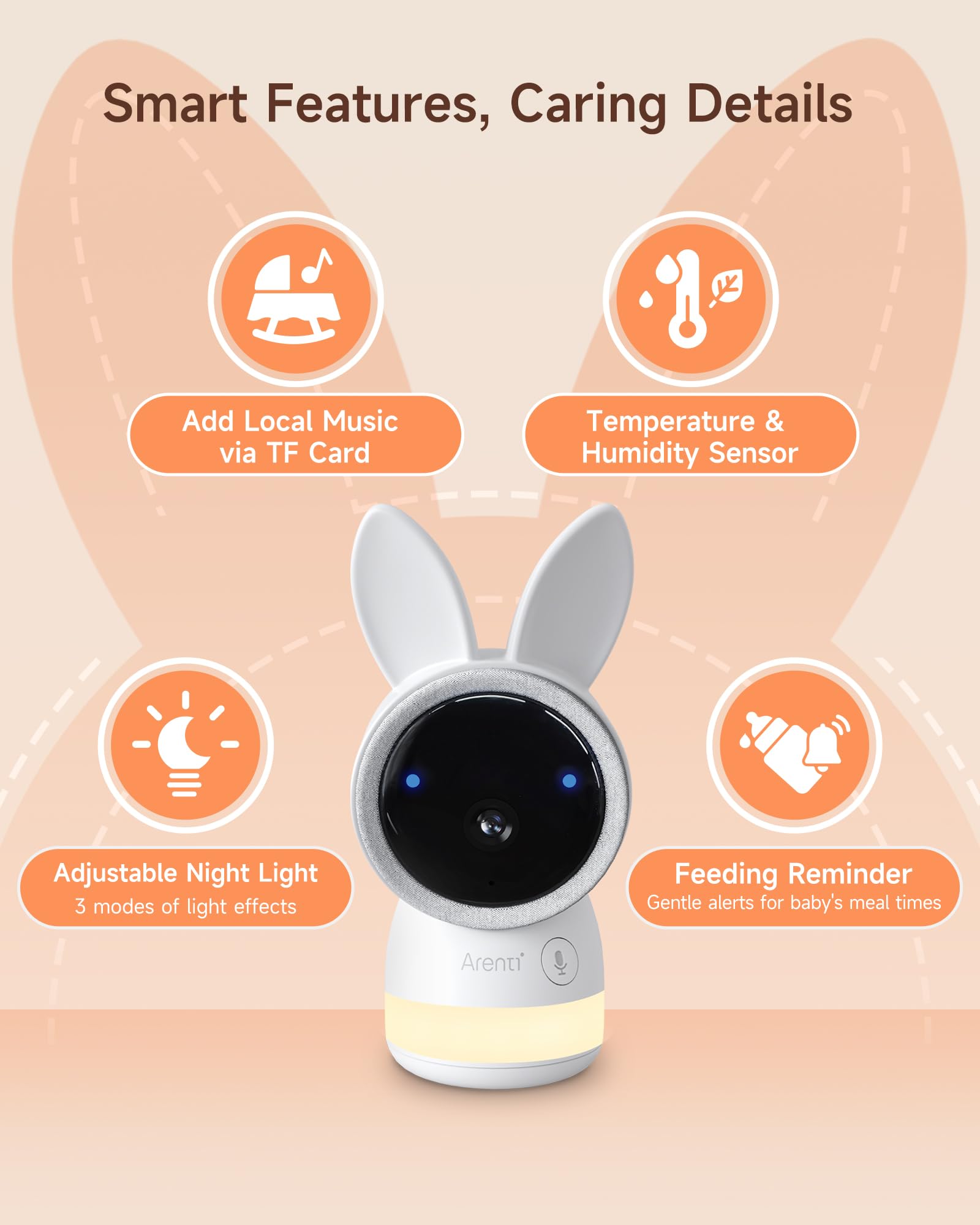 ARENTI motion and cry detection helps catch important moments.