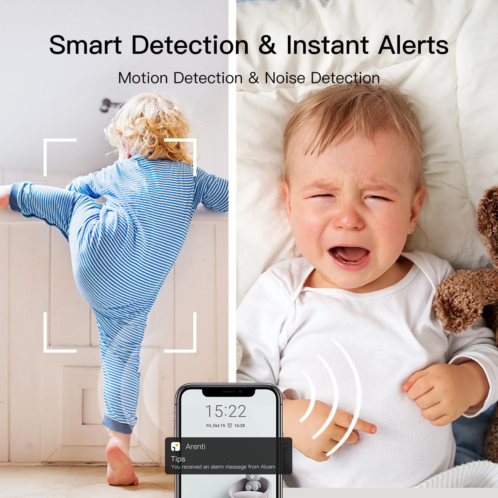 ARENTI Baby Monitor night vision delivers clear footage in darkness
