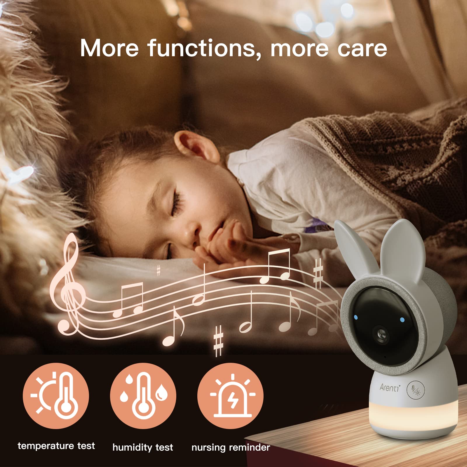 ARENTI Baby Monitor sound detection flags nursery noises for awareness