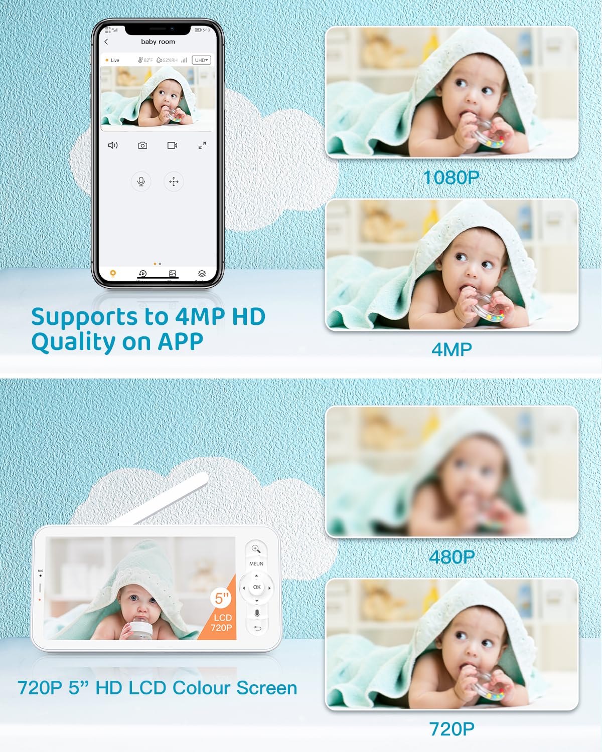 ARENTI cry and motion detection responds quickly to events.