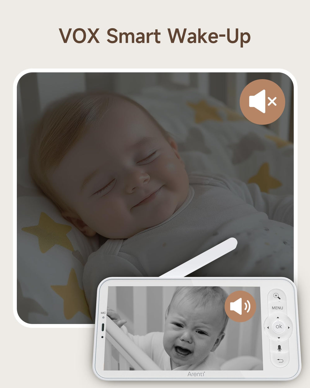 ARENTI no night light control note explains feature limitation for nursery lighting.