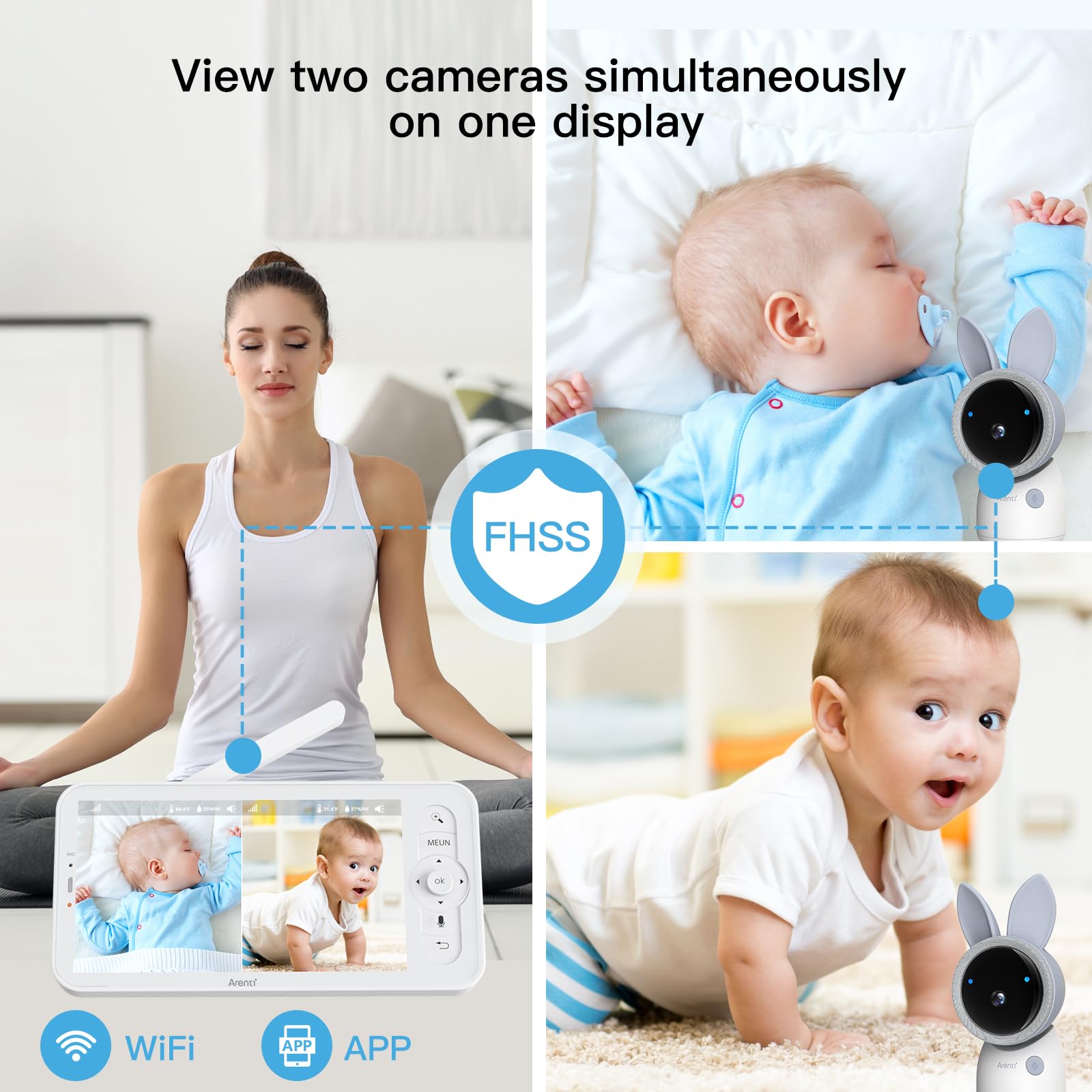 ARENTI split-screen view shows two cameras on one screen.