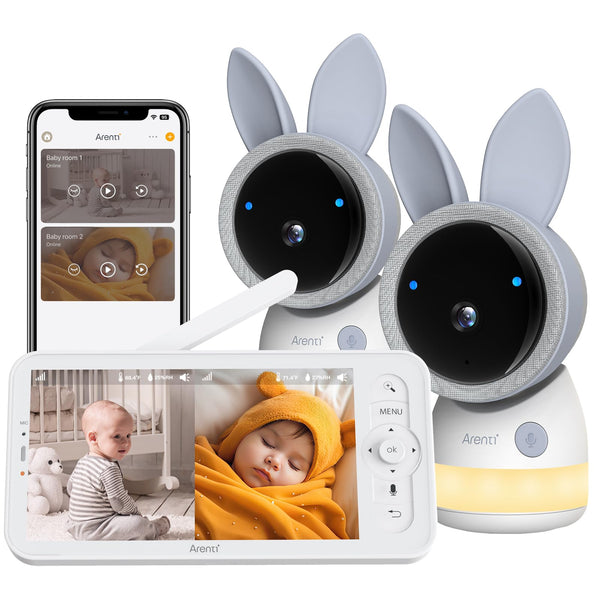 ARENTI upgraded baby monitor with two cameras for clear multi-room viewing.