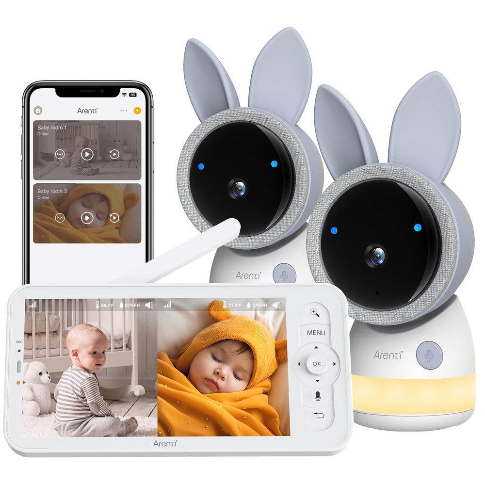 ARENTI upgraded baby monitor with two cameras for clear multi-room viewing.