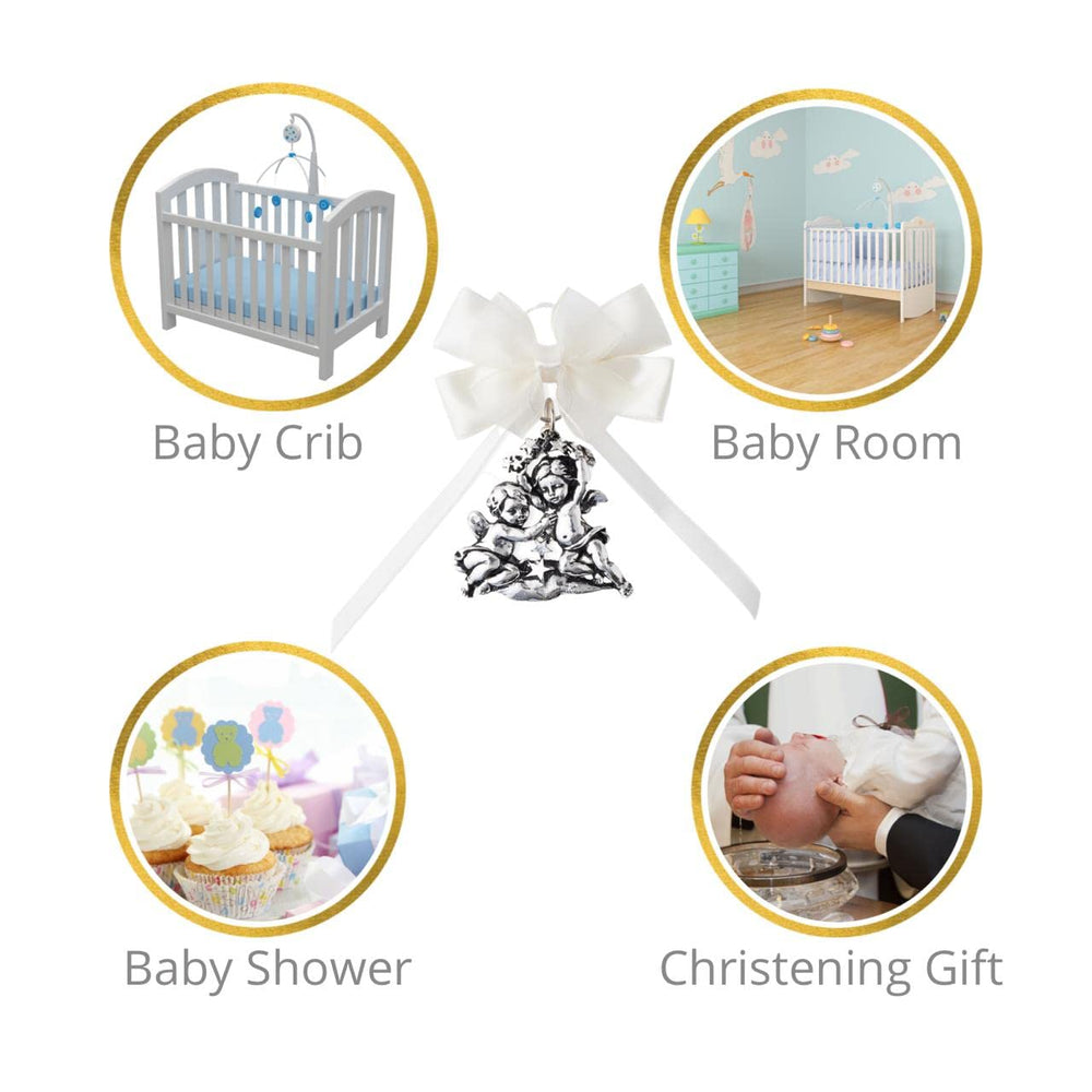 ARGENTARIA crib wall décor with guardian angel, ideal nursery accent.