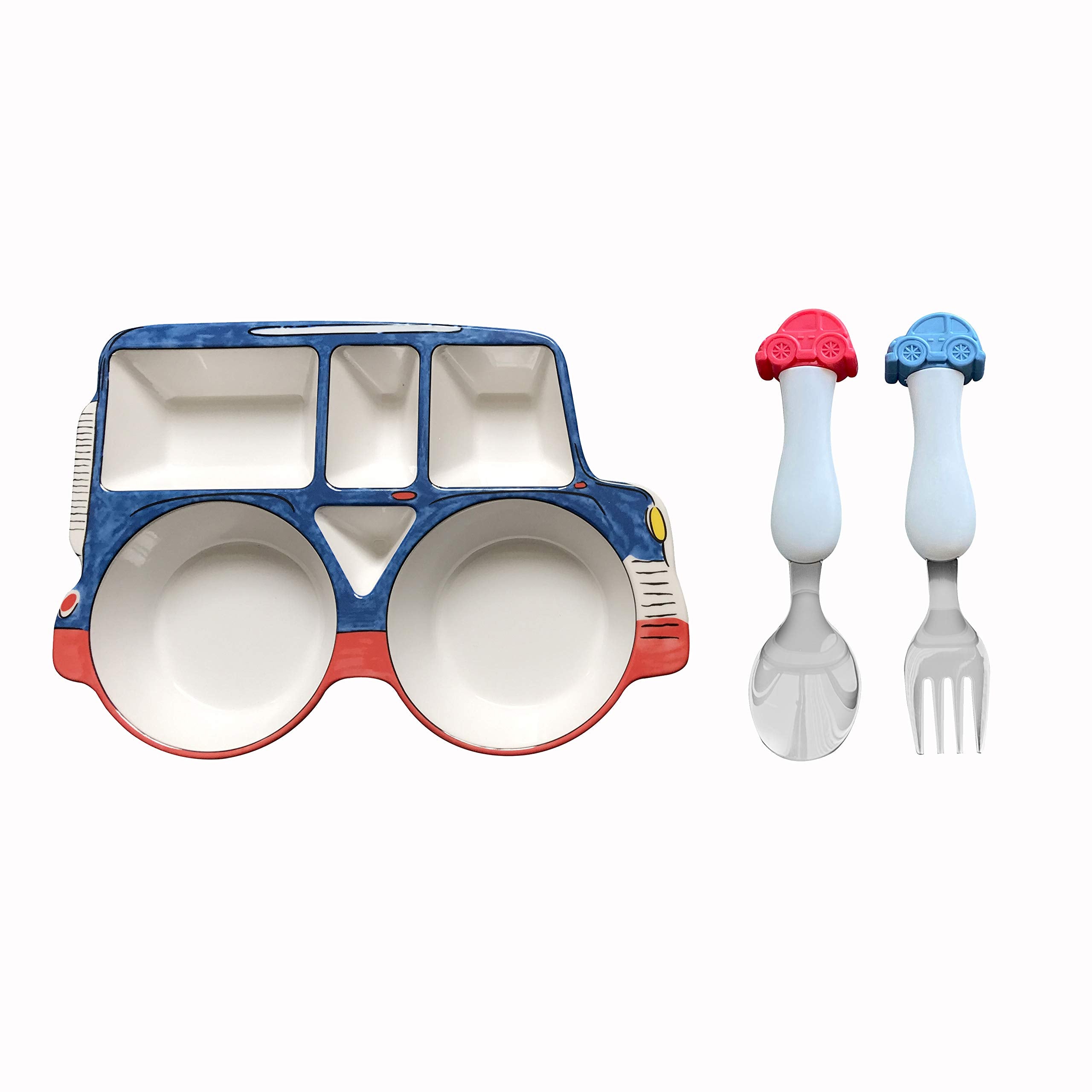 ARI MES divided car plate with spoon and fork for easy self-feeding on the go