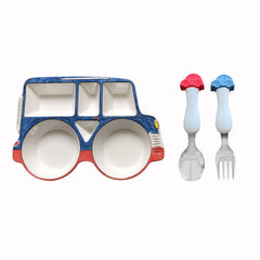 ARI MES divided car plate with spoon and fork for easy self-feeding on the go