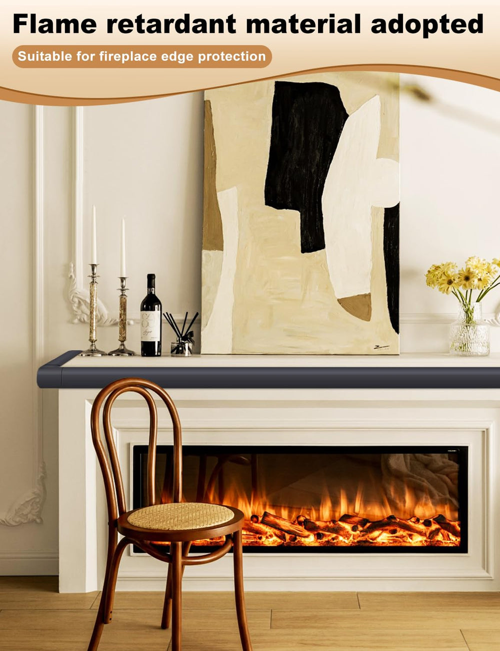 ARINBEB Foam Corner Protector at the fireplace edge provides a comfortable cushion and peace of mind.