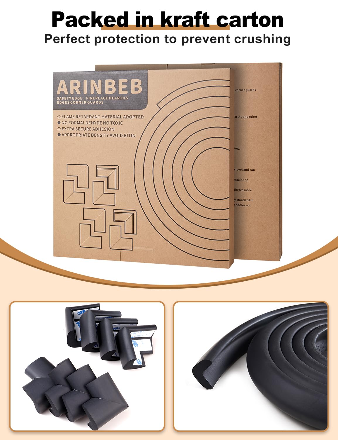 ARINBEB density foam cushions gentle impacts, reducing the risk of bumps on hearth edges.