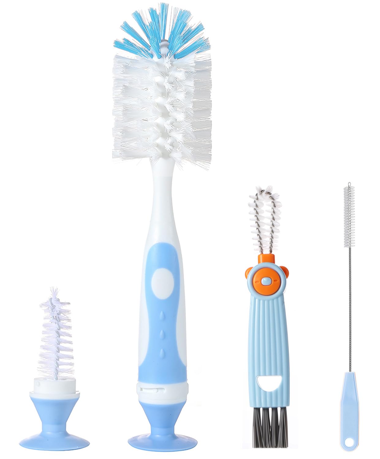 Ariseno 4-in-1 nylon bottle brush cleans baby bottles with thorough precision.