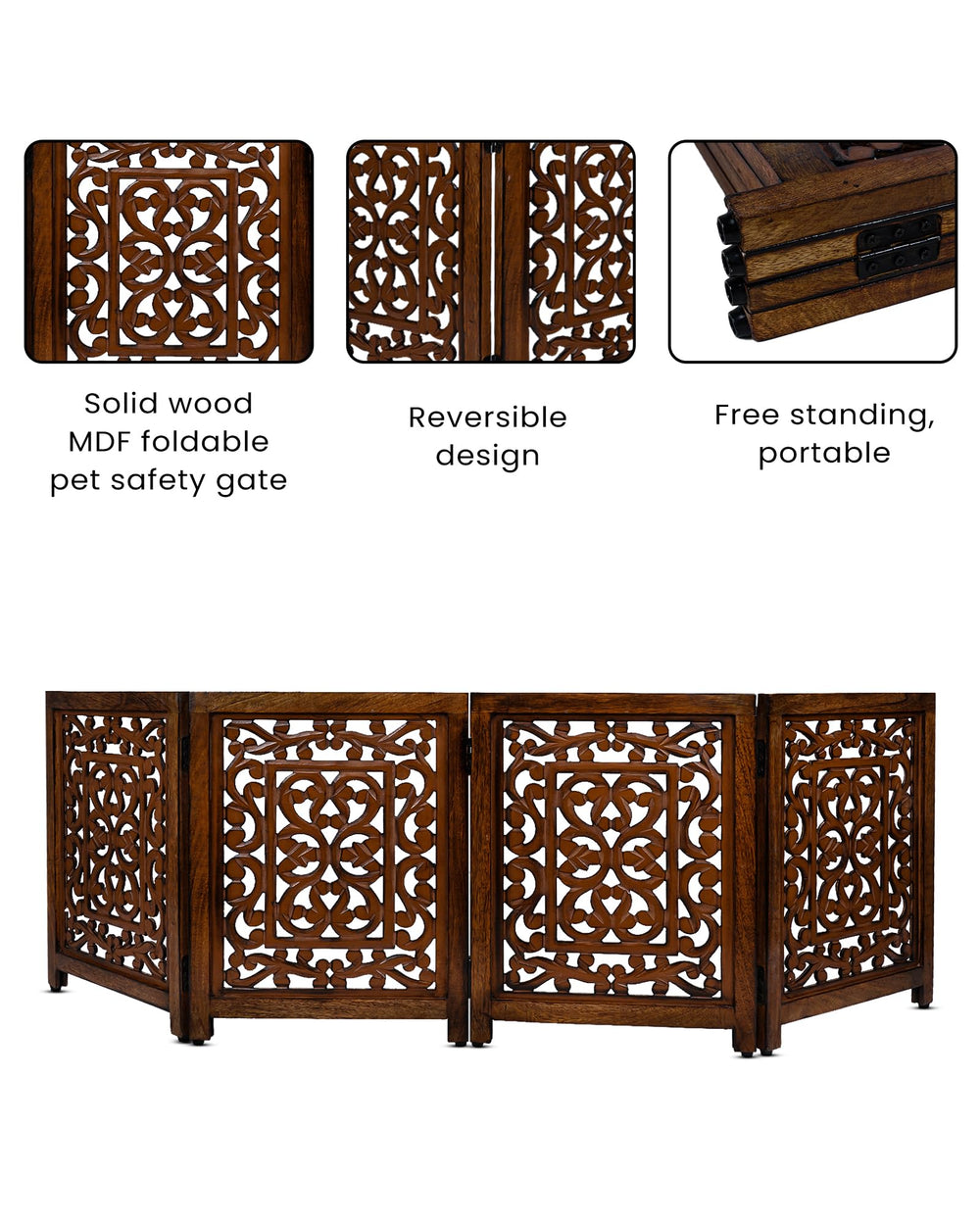 ARJORA wooden pet gate solid MDF finish for durable indoor use